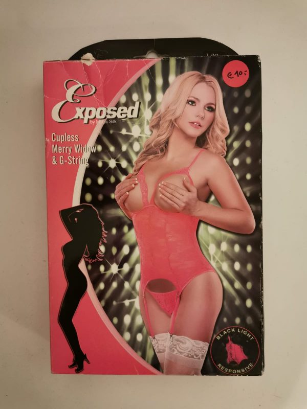 Cupless Merry Window & G-String, neon pink, Größe L/XL, ZN29