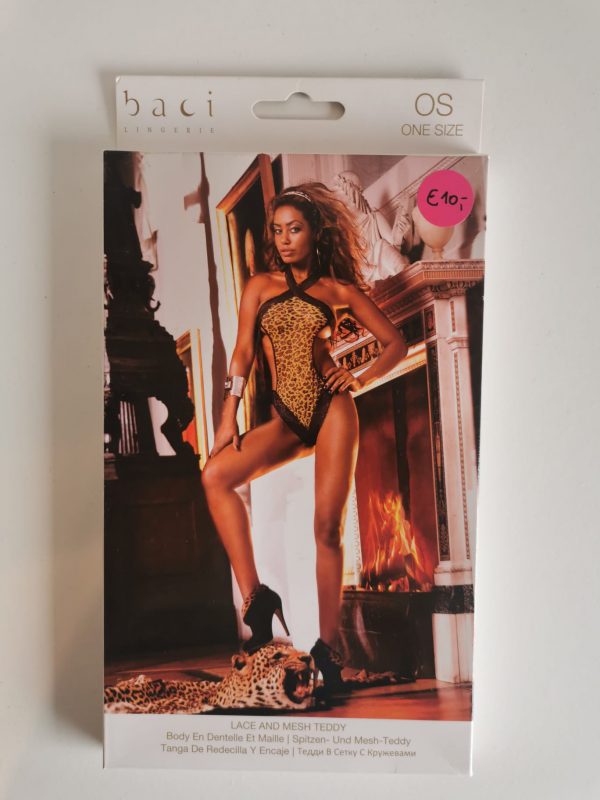 Spitzen und Mesh Teddy, leopard, Größe OneSize, ZO03